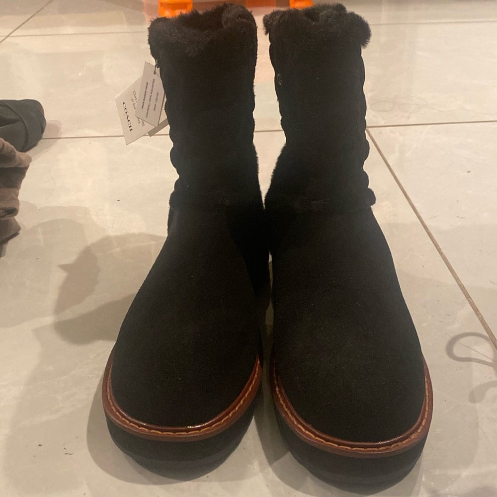 Coach Faux Curly Shearling Boot